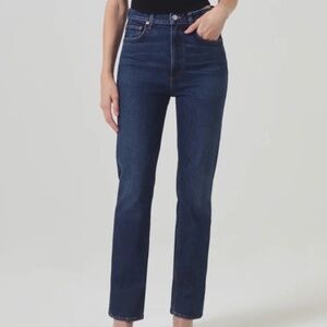 AGolde High Rise Stovepipe Jeans in Discord Sz 29